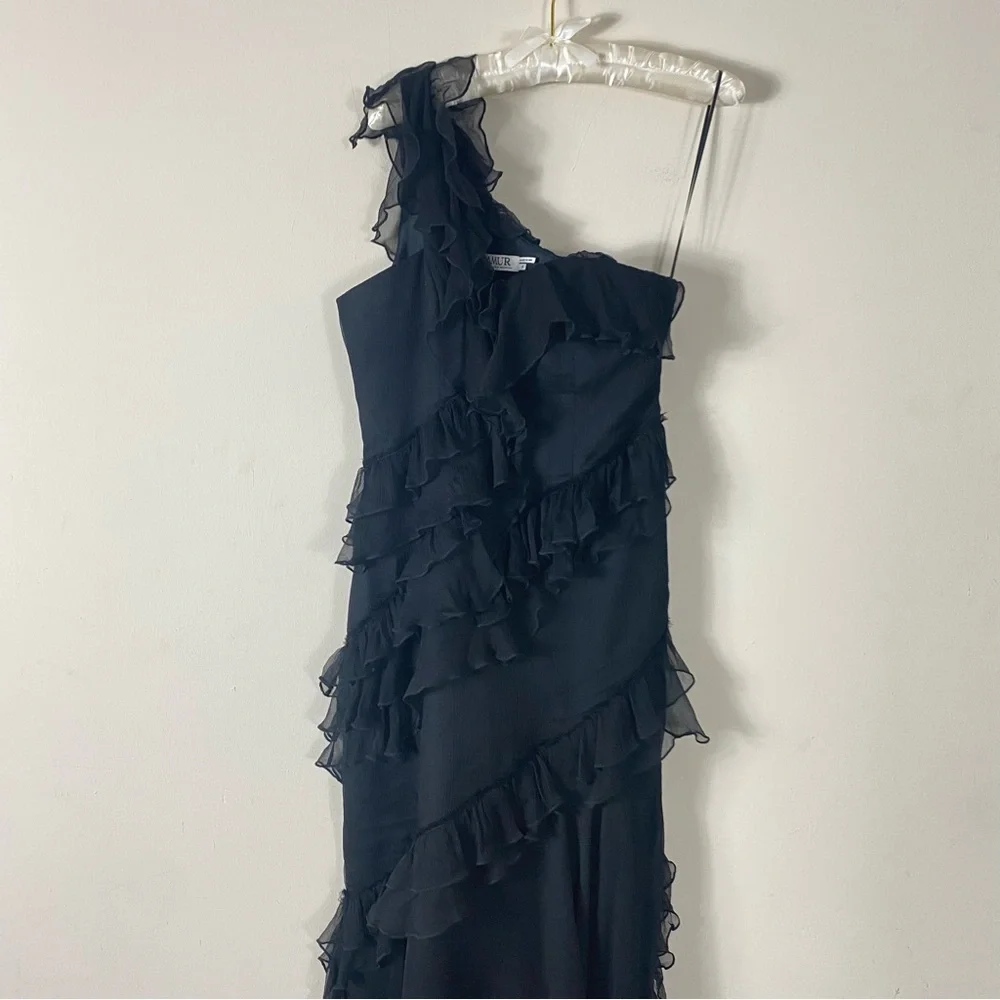 AMUR Harlow Black One-Shoulder Maxi Dress - Picture 10 of 16